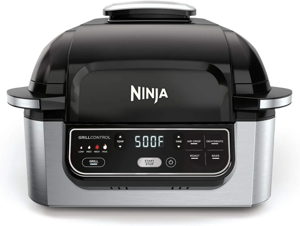 Ninja AG301 Foodi 5-in-1 Indoor Electric Grill with Air Fry, Roast, Bake  Dehydrate - Programmable, Black/Silver